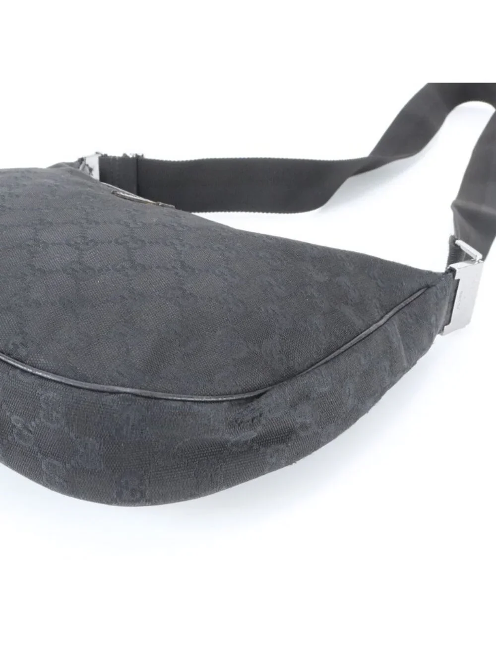Gucci GG Canvas Leather Shoulder Bag Crossbody Hand Tote Black